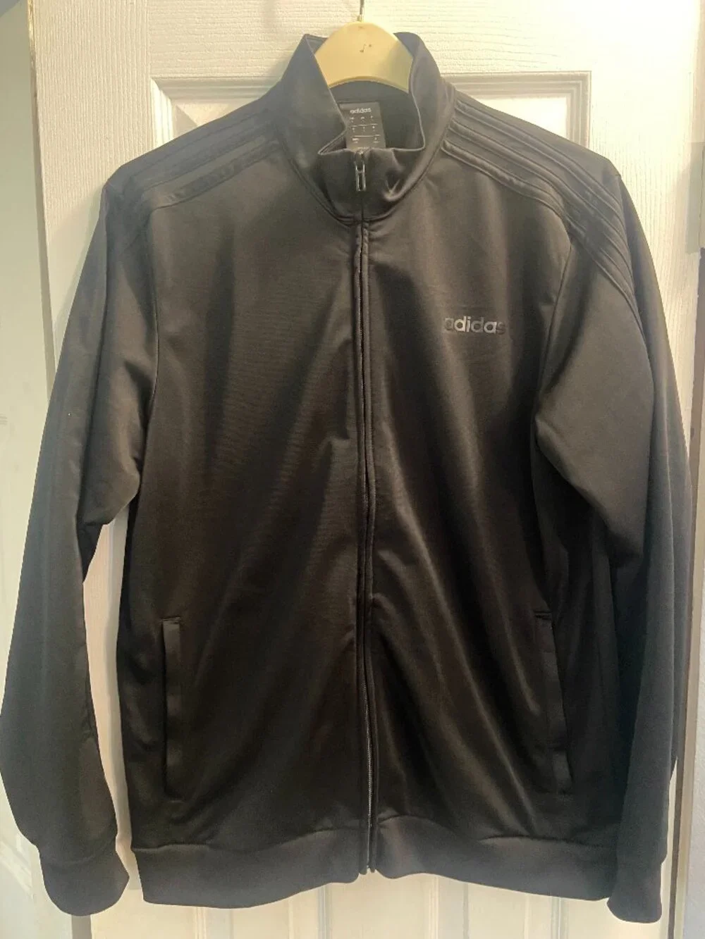 adidas Originals Men's black Full-Zip Collared Track Jacket Knit Size L